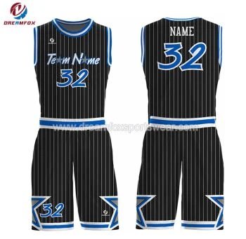 Quruq Fit basketbol qora jersey dizayn Stripe bilan